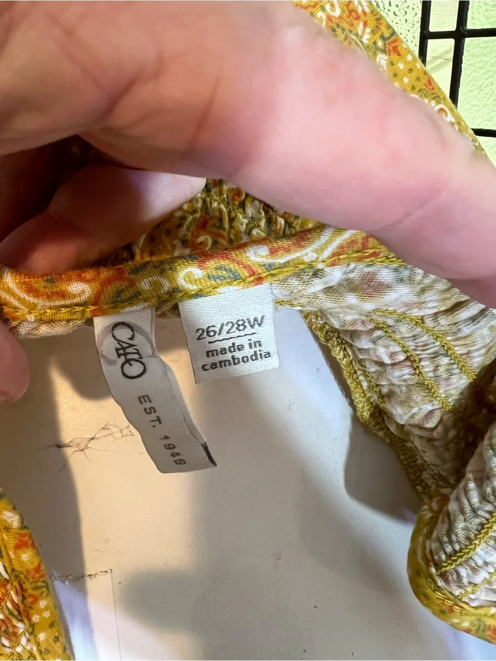 Cato Mustard Floral Tie-Shoulder Smocked Tank